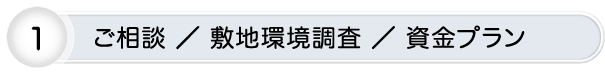 ご相談 ／ 敷地環境調査 ／ 資金プラン